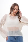 Kadın İnci Boncuk Detaylı Triko Örme Hırka 250398 -