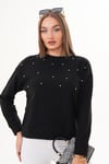 Kadın İnci Detaylı Selanik Örme Sweatshirt 255225 -