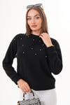 Kadın İnci Detaylı Selanik Örme Sweatshirt 255225 -