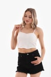 Kadın İp Askılı Crop Bluz