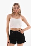 Kadın İp Askılı Crop Bluz