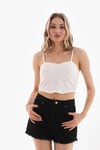 Kadın İp Askılı Crop Bluz