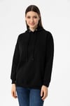 Kadın Kabartma Baskılı Kapüşonlu Üç İplik Sweatshirt