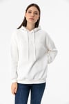 Kadın Kabartma Baskılı Kapüşonlu Üç İplik Sweatshirt