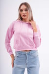Kadın Kanguru Cepli Kapüşon Detaylı İki İplik Kısa Sweatshirt 245123 -