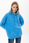 Kadın Kapüşonlu Kanguru Cep Detaylı Üç İplik Sweatshirt