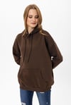 Kadın Kapüşonlu Kanguru Cep Detaylı Üç İplik Sweatshirt