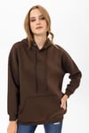 Kadın Kapüşonlu Kanguru Cep Detaylı Üç İplik Sweatshirt