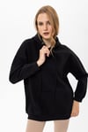 Kadın Kapüşonlu Kanguru Cep Detaylı Üç İplik Sweatshirt