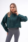 Kadın Kapüşonlu Yan Yırtmaç Detaylı Üç İplik Kısa Sweatshirt 245119 -