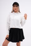 Kadın Kapüşonlu Yan Yırtmaç Detaylı Üç İplik Kısa Sweatshirt 245119 -