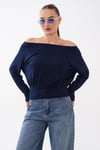 Kadın Kayık Yaka Beli Lastik Detaylı Salaş Bluz 260248 - 265084
