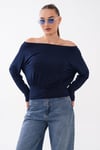 Kadın Kayık Yaka Beli Lastik Detaylı Salaş Bluz 260248 - 265084