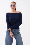 Kadın Kayık Yaka Beli Lastik Detaylı Salaş Bluz 260248 - 265084