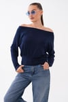 Kadın Kayık Yaka Beli Lastik Detaylı Salaş Bluz 260248 - 265084