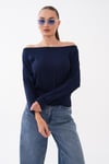Kadın Kayık Yaka Beli Lastik Detaylı Salaş Bluz 260248 - 265084
