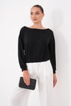 Kadın Kayık Yaka Eteği Pileli Modal Sweatshirt 265201 -