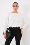 Kadın Kayık Yaka Eteği Pileli Modal Sweatshirt 265201 -