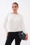Kadın Kayık Yaka Eteği Pileli Modal Sweatshirt 265201 -