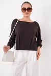 Kadın Kayık Yaka Eteği Pileli Modal Sweatshirt 265201 -