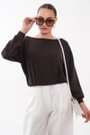 Kadın Kayık Yaka Eteği Pileli Modal Sweatshirt 265201 -