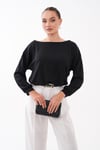 Kadın Kayık Yaka Eteği Pileli Modal Sweatshirt 265201 -
