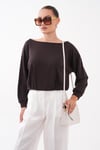 Kadın Kayık Yaka Eteği Pileli Modal Sweatshirt 265201 -