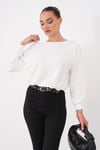 Kadın Kayık Yaka Eteği Pileli Modal Sweatshirt 265201 -