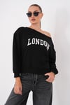 Kadın Kayık Yaka London Baskılı Sweatshirt 265114 -