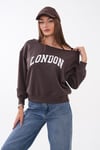 Kadın Kayık Yaka London Baskılı Sweatshirt 265114 -
