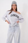 Kadın Kayık Yaka London Baskılı Sweatshirt 265114 -