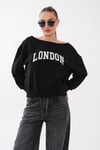 Kadın Kayık Yaka London Baskılı Sweatshirt 265114 -