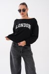 Kadın Kayık Yaka London Baskılı Sweatshirt 265114 -