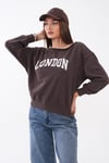 Kadın Kayık Yaka London Baskılı Sweatshirt 265114 -