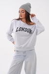 Kadın Kayık Yaka London Baskılı Sweatshirt 265114 -