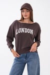 Kadın Kayık Yaka London Baskılı Sweatshirt 265114 -