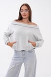 Kadın Kayık Yaka Şardonsuz Üç İplik Sweatshirt 265095 -