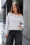 Kadın Kayık Yaka Şardonsuz Üç İplik Sweatshirt 265095 -