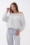 Kadın Kayık Yaka Şardonsuz Üç İplik Sweatshirt 265095 -