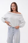 Kadın Kayık Yaka Şardonsuz Üç İplik Sweatshirt 265095 -