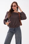 Kadın Kayık Yaka Şardonsuz Üç İplik Sweatshirt 265095 -
