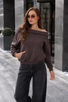 Kadın Kayık Yaka Şardonsuz Üç İplik Sweatshirt 265095 -