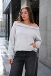 Kadın Kayık Yaka Şardonsuz Üç İplik Sweatshirt 265095 -