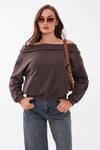 Kadın Kayık Yaka Şardonsuz Üç İplik Sweatshirt 265095 -