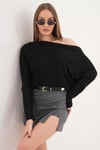 Kadın Kayık Yaka Yarasa Kol Bluz 260277 -