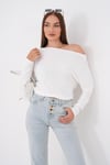 Kadın Kayık Yaka Yarasa Kol Bluz 265074 -