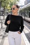 Kadın Kayık Yaka Yarasa Kol Modal Sweatshirt 265139 -