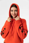 Kadın Kolları Baskılı Kapüşonlu Kısa Sweatshirt 235010 -