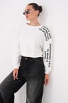 Kadın Kolu Baskı Detaylı Oversize Kısa Sweatshirt 265140 -