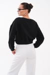 Kadın Kolu Baskı Detaylı Oversize Kısa Sweatshirt 265140 -